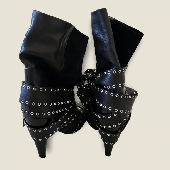 HP‼️❣️ISABEL MARANT black eyelet tie around leather suede Alease ankle boots - Picture 6 of 10